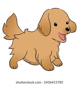 Vector Illustration design of a hand drawn cute baby golden retriever dog cartoon style isolated on white background