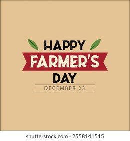 Vector illustration design of happy farmers day of India, December 23, Kisan Diwas National Farmers Day Banner Design