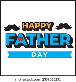 vector illustration design of happy father's day in blue and orange. suitable for icons, logos, posters, websites, t-shirt designs, stickers, concepts, advertisements.