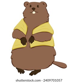 Vector illustration for design Happy Groundhog Day.