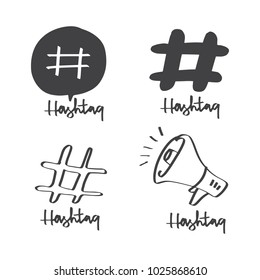 Vector illustration design Hashtag symbol collection set design and calligraphy lettering design, logo and label.