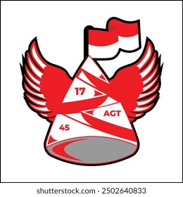 vector illustration design of a hat with wings and the Indonesian flag in red and white in a simple style. suitable for logos, icons, posters, advertisements, banners, companies, t-shirt designs, web.