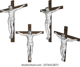 vector illustration design of holy human sacrifice by means of a cross on a wooden crucifixion post