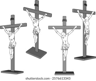 vector illustration design of holy human sacrifice by means of a cross on a wooden crucifixion post