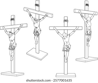 vector illustration design of holy human sacrifice by means of a cross on a wooden crucifixion post