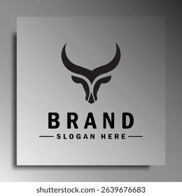 Vector illustration design of a horned bull head logo icon. For sports logos or meat restaurants