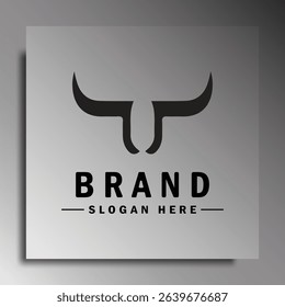 Vector illustration design of a horned bull head logo icon. For sports logos or meat restaurants