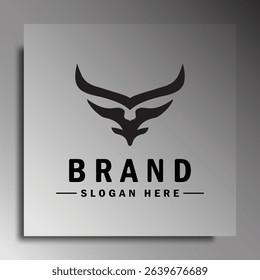 Vector illustration design of a horned bull head logo icon. For sports logos or meat restaurants