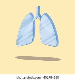 Vector illustration design human lungs. Glass blue design.