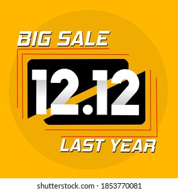 Icono de diseño de la ilustración vectorial gran venta 12.12 el año pasado sobre fondo amarillo