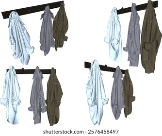 vector illustration design image of clothes rack hanger containing newly worn clothes