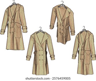 vector illustration design image of clothes hanger containing clothes displayed for display in a display case