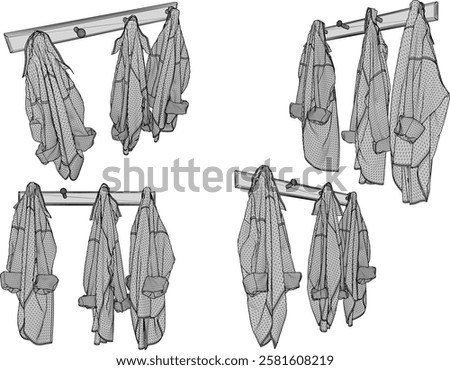 vector illustration design image of clothes rack hanger containing newly worn clothes