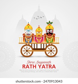 vector illustration design for Indian festival With happy Chariot Journey, celebration for Lord Jagannath, Balabhadra and Subhadra.