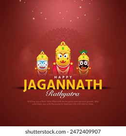 vector illustration design for Indian festival With happy Chariot Journey, celebration for Lord Jagannath, Balabhadra and Subhadra.