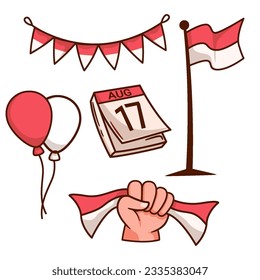 diseño de ilustración vectorial del icono temático del Día de la Independencia de Indonesia