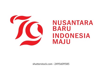 vector illustration design of Indonesian independence with red and white color theme and 79th day of Indonesian independence from colonialism