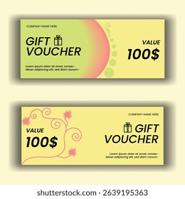 Vector illustration. Design for invitation, certificate, gift coupon, ticket, voucher, diploma etc. Gift voucher template.
