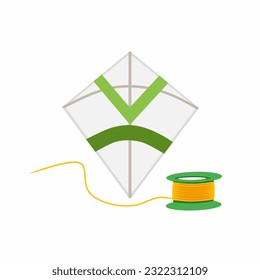Vector illustration design of kite, reel and reel.  A game that is suitable to be played when the holidays arrive with the family