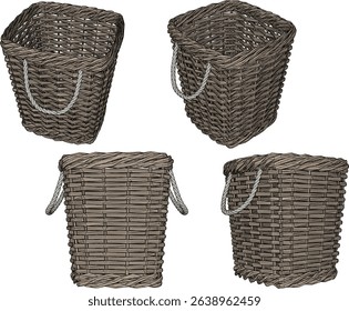 vector illustration design of a laundry place made of woven bamboo wood, ethnic traditional 