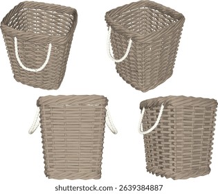 vector illustration design of a laundry place made of woven bamboo wood, ethnic traditional