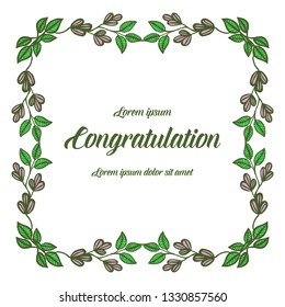 Vector illustration design leaf flower frame with greeting congratulation hand drawn
