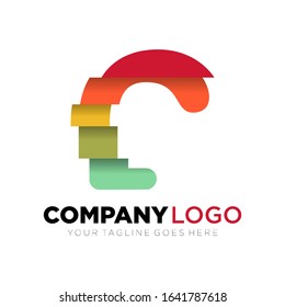 vector illustration design of the letter R which is cut in pieces with many colors