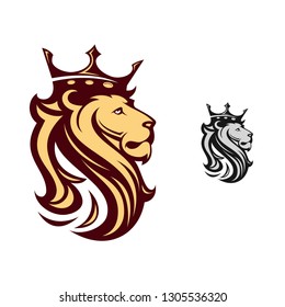 Vector illustration design lion head drawing with crown on the head. Vector illustration EPS.8 EPS.10
