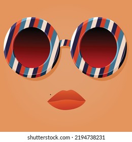 labios de diseño de ilustraciones vectoriales y gafas coloridas. 