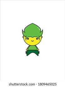 Vector illustration design of a little boy wearing a green shirt with green hair