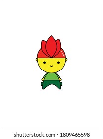 Vector illustration design of a little boy wearing a green shirt with red hair