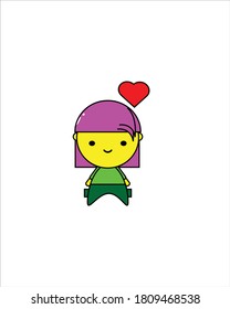 Vector illustration design of a little boy wearing green clothes in love