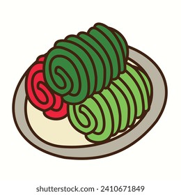 vector illustration design of local snacks typical of the Indonesian island of Java in green on a plate
