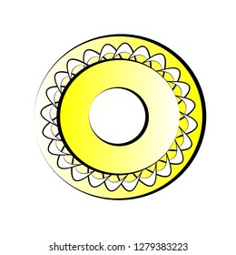 Vector illustration of design logo. Shape of yellow emblem for logo and icon on white background.
