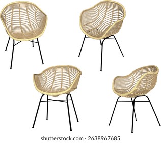 Vector illustration design of a lounge chair on the terrace of the living room of a house made of traditional ethnic rattan wood