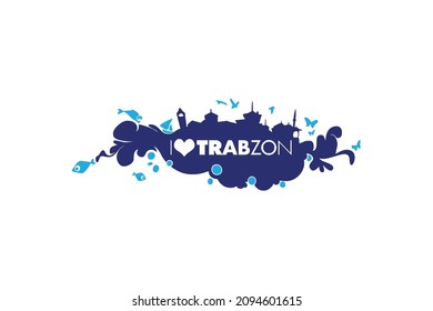 Diseño de ilustraciones vectoriales que amo la ciudad de Trabzon