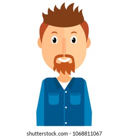 Vector illustration design of man face on white background. Hipster style.