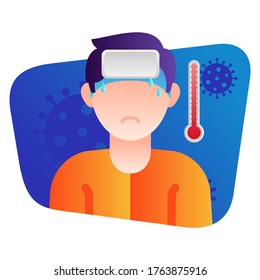 vector illustration design man got fever