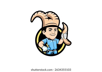 vector illustration design of man with horn hat