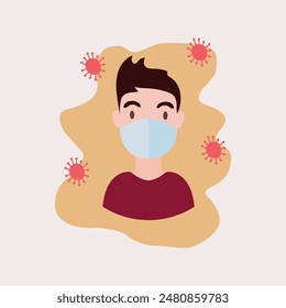 Vector illustration design, the man wearing medical mask.