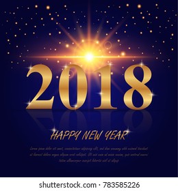 vector illustration design for Merry Christmas and Happy New Year 2018 background decoration with golden star and and Gold colors place for text.Greeting card design template 2018