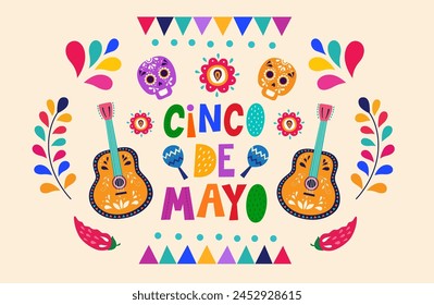 Vector illustration with design for Mexican holiday 5 may Cinco De Mayo. 