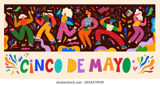 Vector illustration with design for Mexican holiday 5 may Cinco De Mayo.	