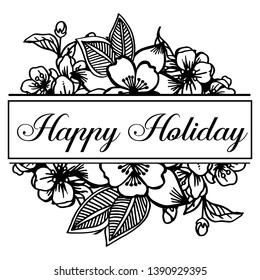 Vector illustration design modern happy holiday with various wreath frame