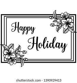 Vector illustration design modern happy holiday with various wreath frame