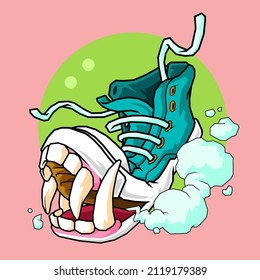 vector illustration design of monster sneakers
