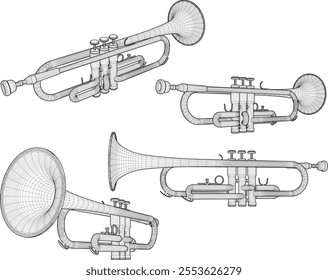 vector illustration design of musical instrument trumpet for artist