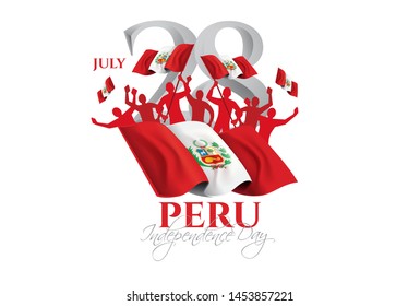 vector illustration. Design for the national holiday of Peru Independence Day on July 28. Flag of Peru and design elements for decoration of posters and advertising posters.