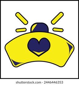 vector illustration design of a nurse's hat in a simple style and yellow and blue colors. suitable for logos, icons, posters, advertisements, banners, companies, t-shirt designs, stickers, websites.