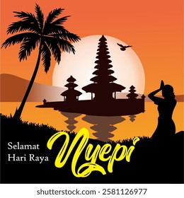 Vector Illustration design of Nyepi Day in Bali and Hindu New Year for background, greeting card and template, Nyepi Day in Bali.